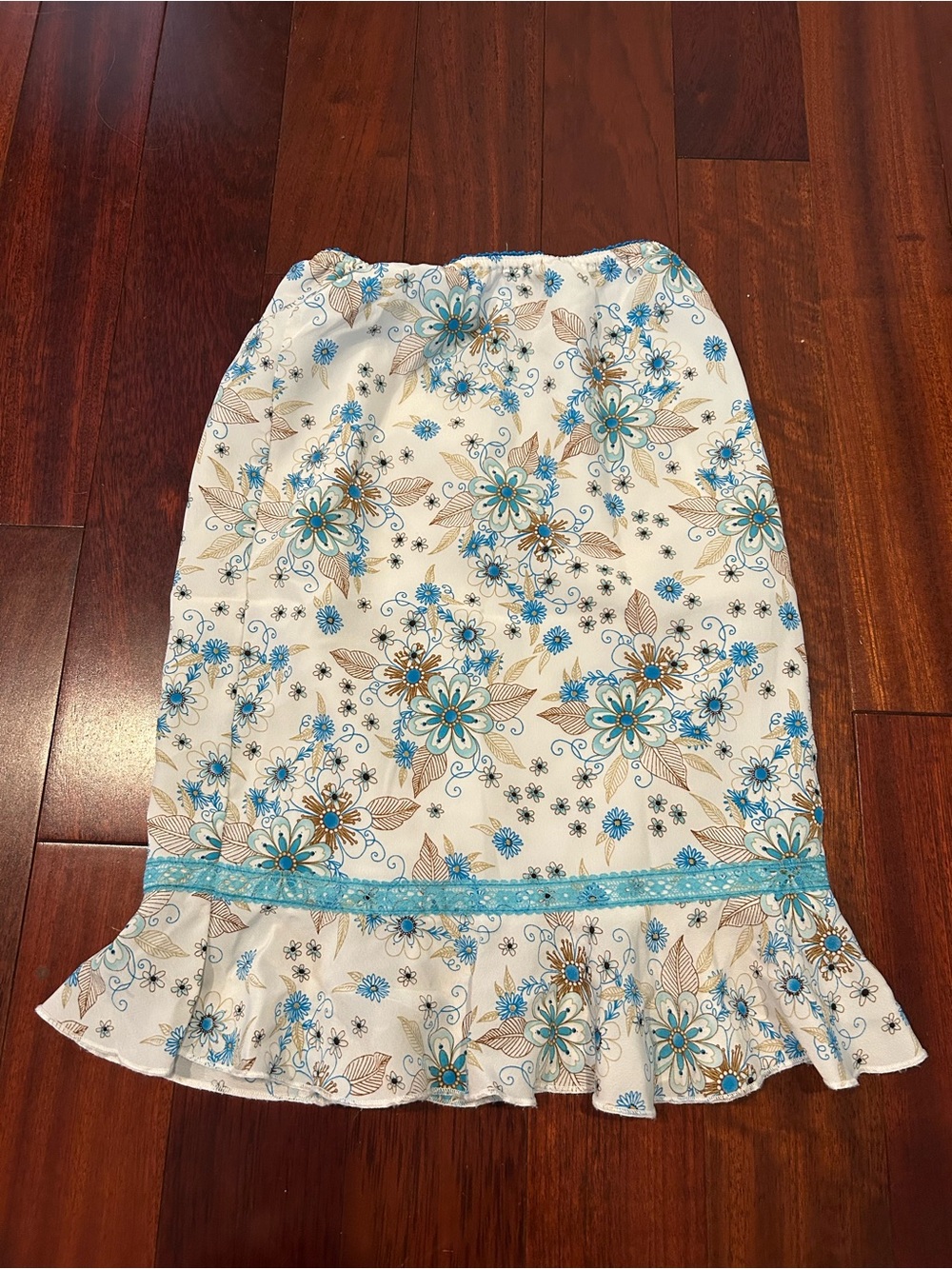 Mary Kate and Ashley Vintage Blue & Cream Ruffle Hem Skirt Fairy Cottagecore